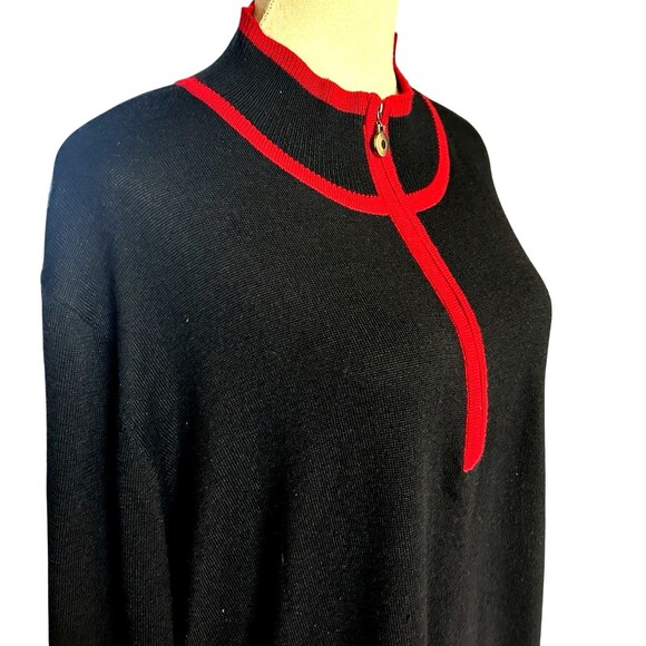Jennifer Moore Women 2X Vintage Wool Blend Mock Neck 1/4 Zip Black Sweater - Picture 3 of 7